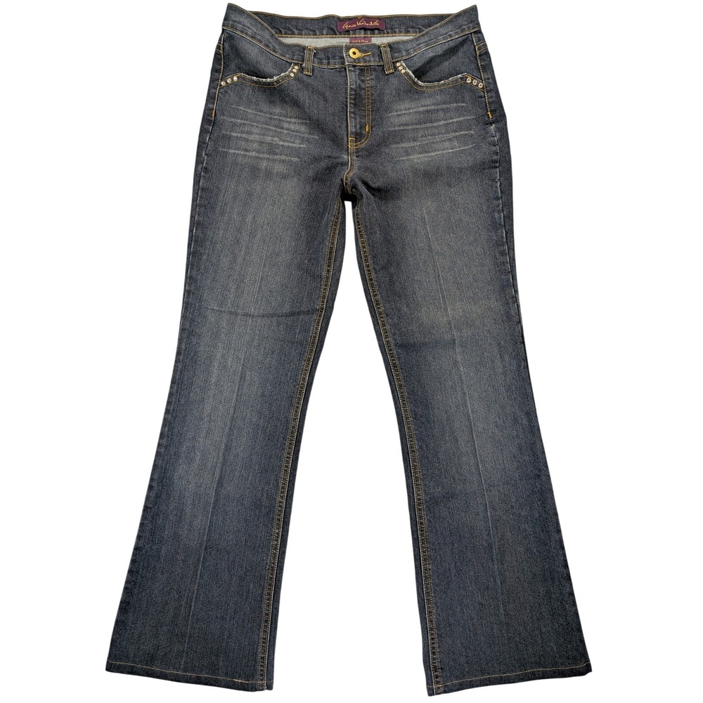 Gloria Vanderbilt Jeans Womens 12 Med Wash Bootcut Hi-Rise Embellish Denim Flare - Picture 2 of 11